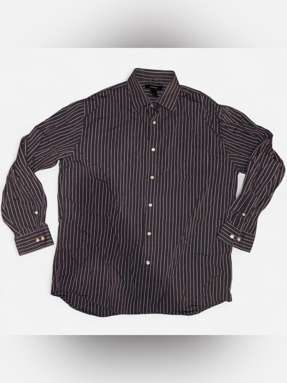 vtg y2k pinstripe button-up - express, sz xl 100% cotton